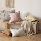 MIULEE Decorative Throw Pillow Covers Neutral Linen Fringe Throw Pillows Set of - Image 5