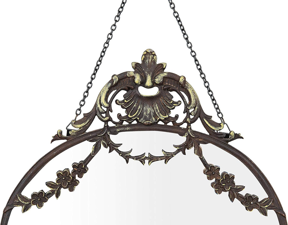 Creative Co-Op Pewter Framed Wall Mirror with Decorative Chain and Antique Finish, Bronze