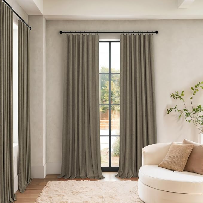 Brown Extra Long Blackout Curtains 108 Inch Long 9ft Back Tab Pocket Light - Image 2