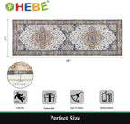 HEBE Hallway Runner Rug 2'x6' Washable Vintage Distressed Area Rugs Non Slip - Image 2