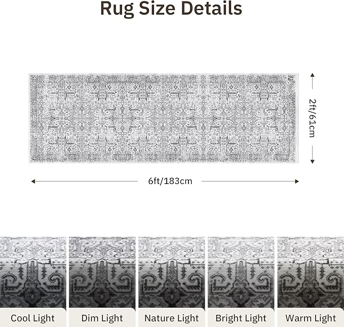 2x6 Hallway Washable Runner Rug - Image 2