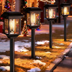 Mancra Solar Outdoor Lights Waterproof, 8 Pack Metal Glass Solar Pathway Lights Outdoor Lighting Garden Decor for Landscape Path Yard Patio Driveway (Warm White)
