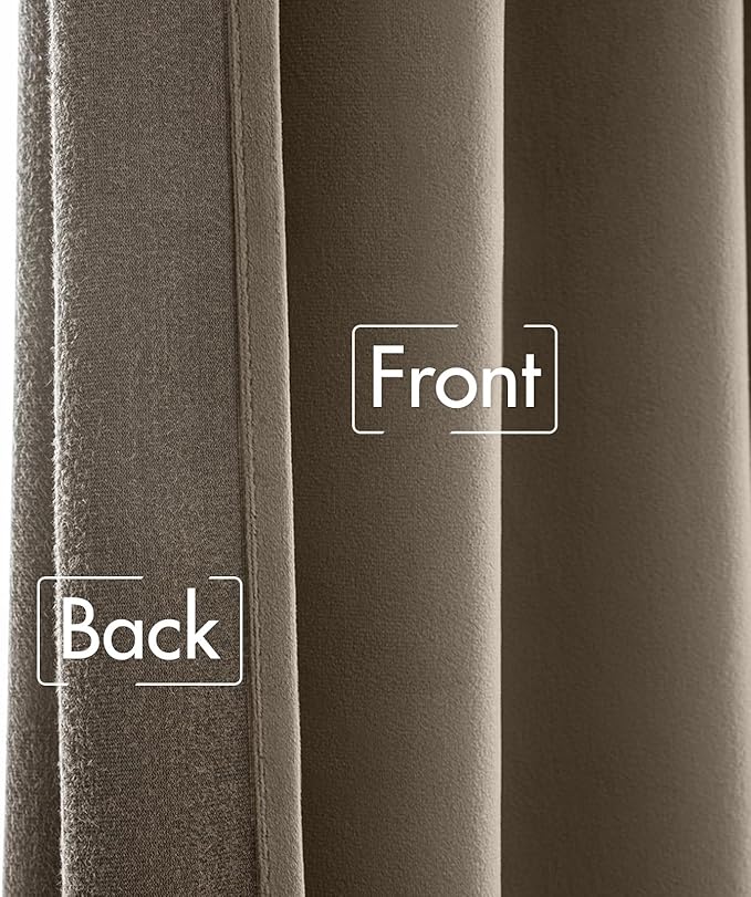 MIULEE Taupe Velvet Curtains 90 inches - Image 6