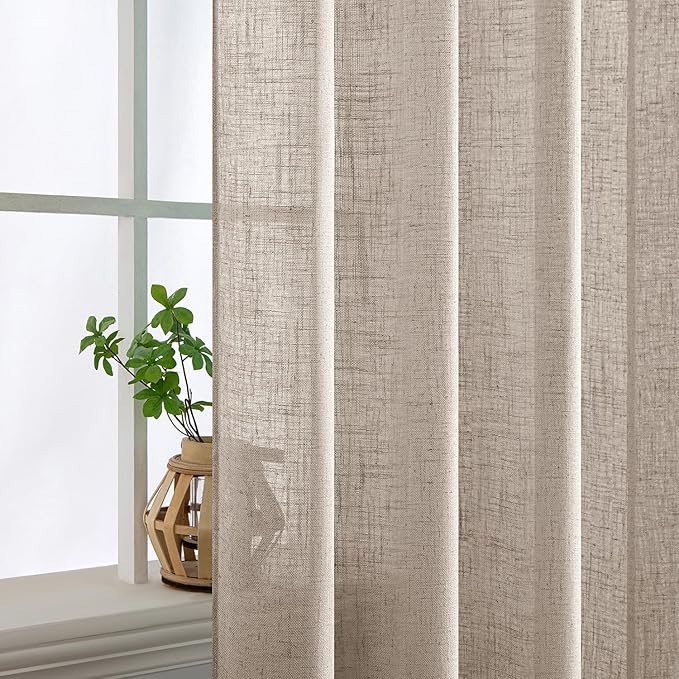 MIULEE Natural Linen Curtains 72 Inch Length 2 Panels - Image 5