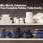 Artena 24-Piece Handcrafted Ceramic Dinnerware Set, Service for 6 – Reactive Glaze Embossed Plates, Bowls & Soup Spoons Included, Dishwasher & Microwave Safe, Blue, Damask Floral