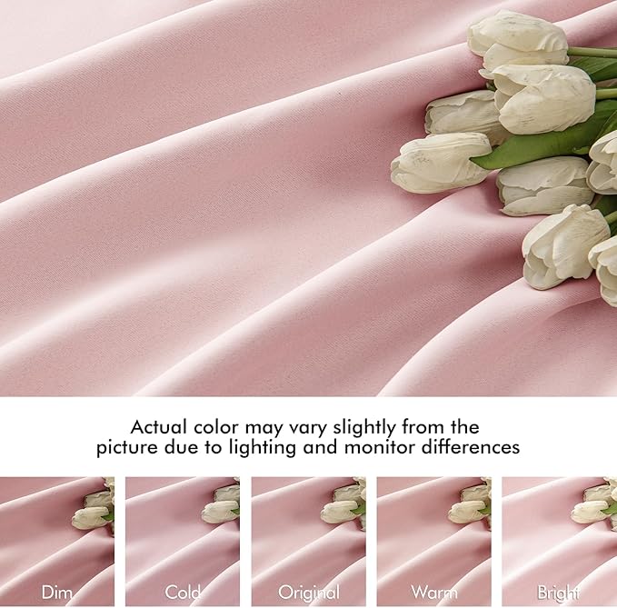 MIULEE Baby Pink Back Tab Blackout Curtains 120 Inch Long 2 Panels Set - Image 8