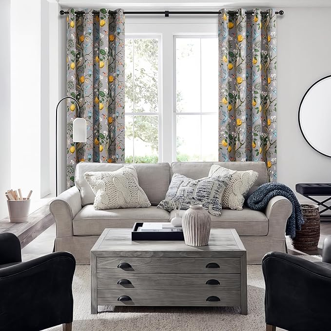 Topfinel Gray Patterned Curtains 96 Inch Long - Image 5