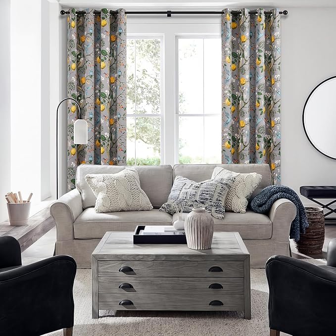 Topfinel Grey Curtains, Aesthetic Unique Rustic Thermal Insulated Noise - Image 5