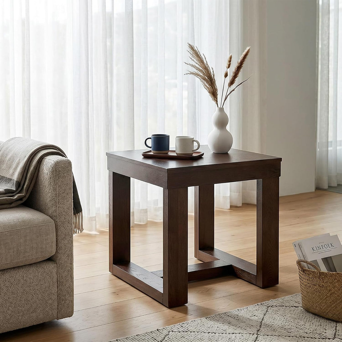 Signature Design by Ashley End Table, Oversized Square, Dark Brown