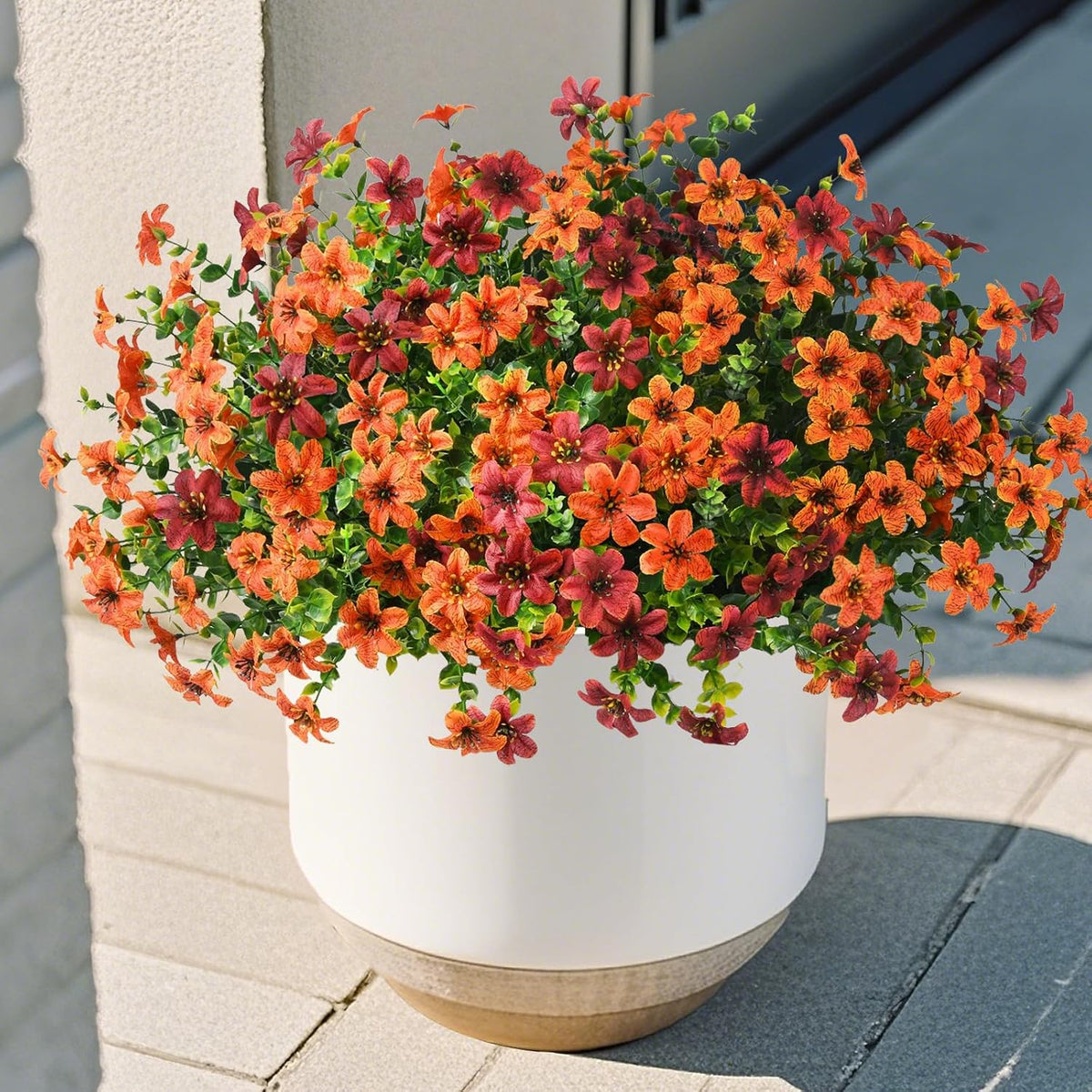 Homsunny Artificial Fall Flowers for Outdoor Planters Fake Mums Home Decor