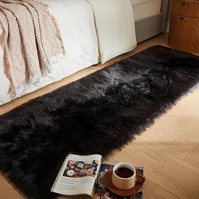 AMTOVO Faux Fur Rug, 2 x 6 ft Runner Area Rugs by AMTOVO