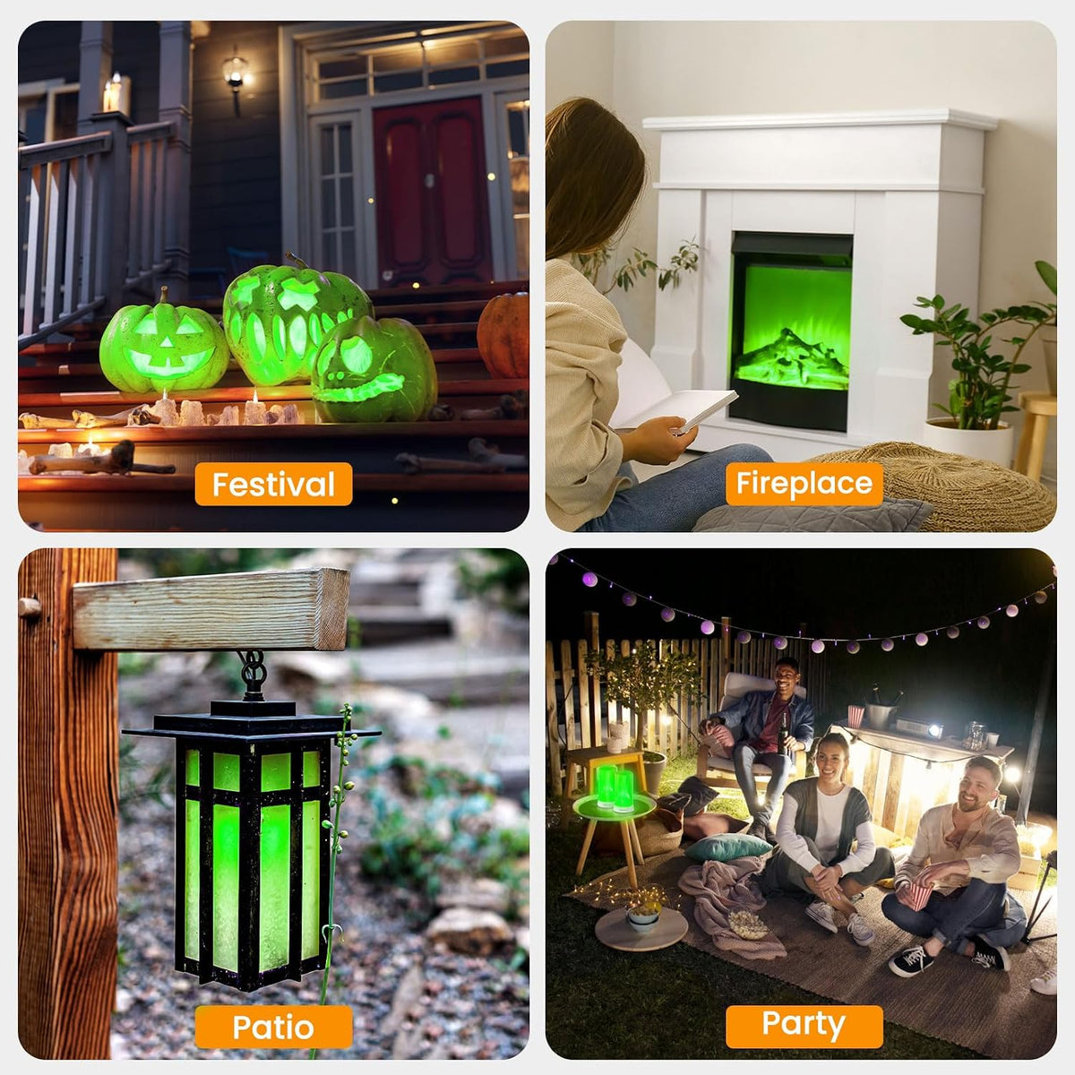 Hompavo 【Upgraded】 Flame Lights with Remote, Timer, 4-Mode Rechargeable