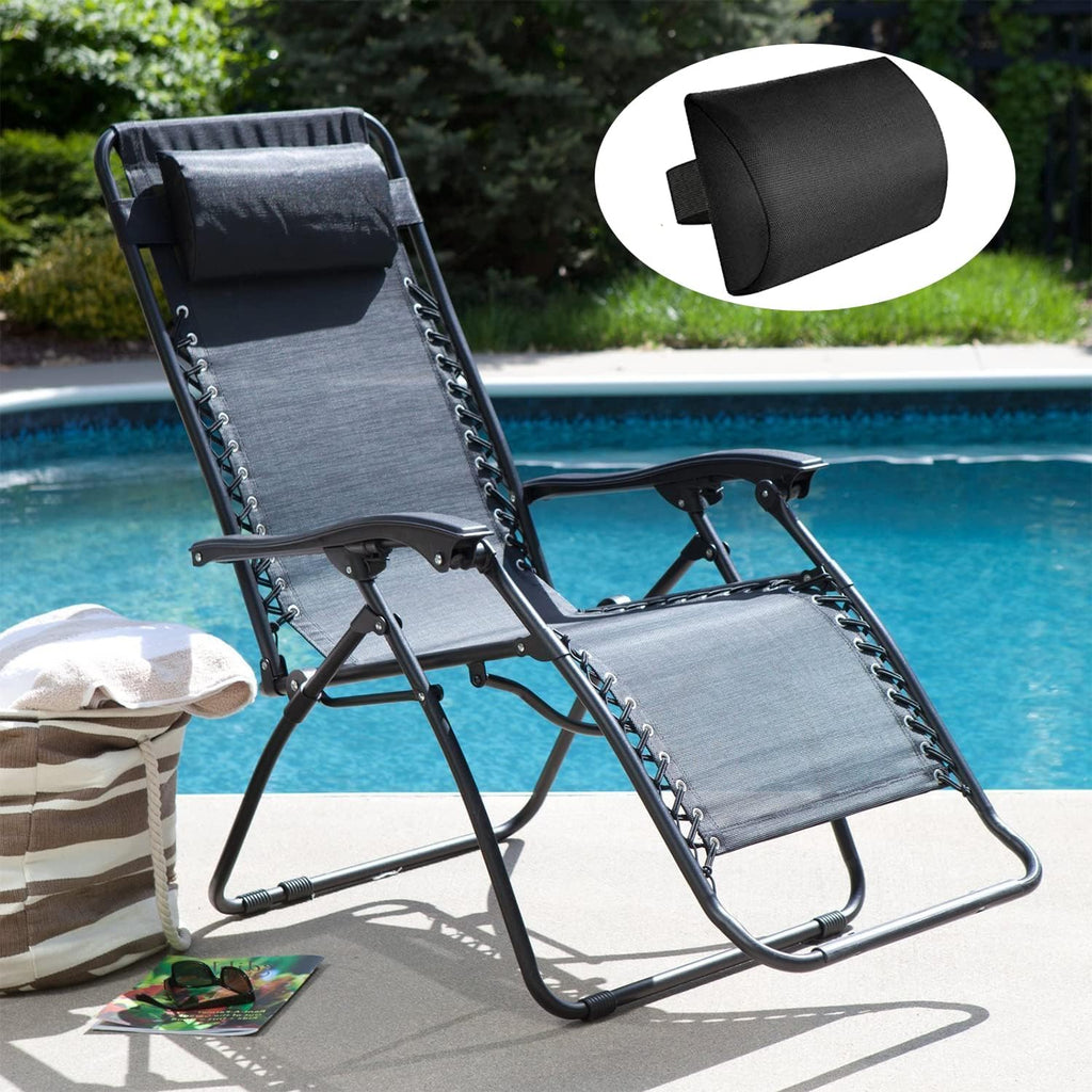 Ostlttyn Zero Gravity Chair Pillow Replacement, Black, 14.3x6.7x2.3 inches, Foam Fill, Modern Style, Head Support, Comfortable & Durable, Breathable Fabric, Removable Cover