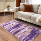 Soft Runner Rugs for Bedroom Hallways, 2x4 Abstract Purple Fluffy Shag Throw - Image 3