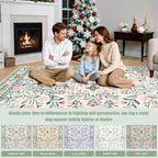 Area Rug Living Room Rugs: Floral 5x7 Washable Rug Vintage Soft Boho Non-Slip - Image 9