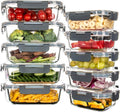 UMEIED 10 Pack Glass Food Storage Containers with Lids for Lunch, On-the-Go, Leftovers, Pantry Organization