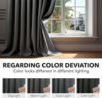 Deconovo Blackout Curtains, Thermal Insulated, W70 x L63 2 Panels, Back Tab - Image 6