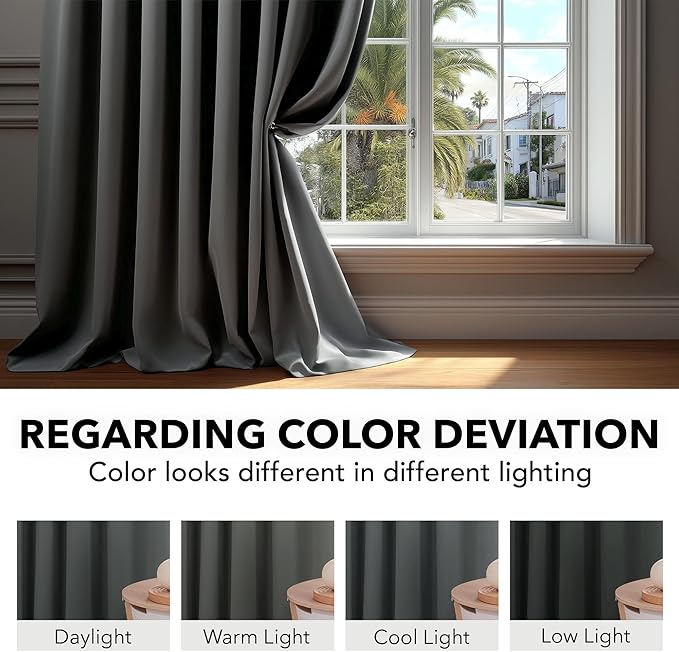 Deconovo Blackout Curtains, Thermal Insulated, W70 x L95 2 Panels, Back Tab - Image 6