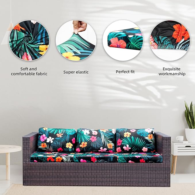 8Pcs Stretch Patio Cushion Covers, Outdoor Couch Covers Replacement, Outdoor - Image 3