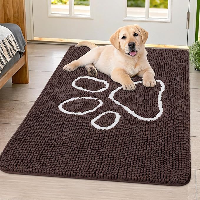 Smiry Dog Door Mat for Muddy Paws, Absorbent Dirt Trapper Non Slip Quick Dry by Smiry