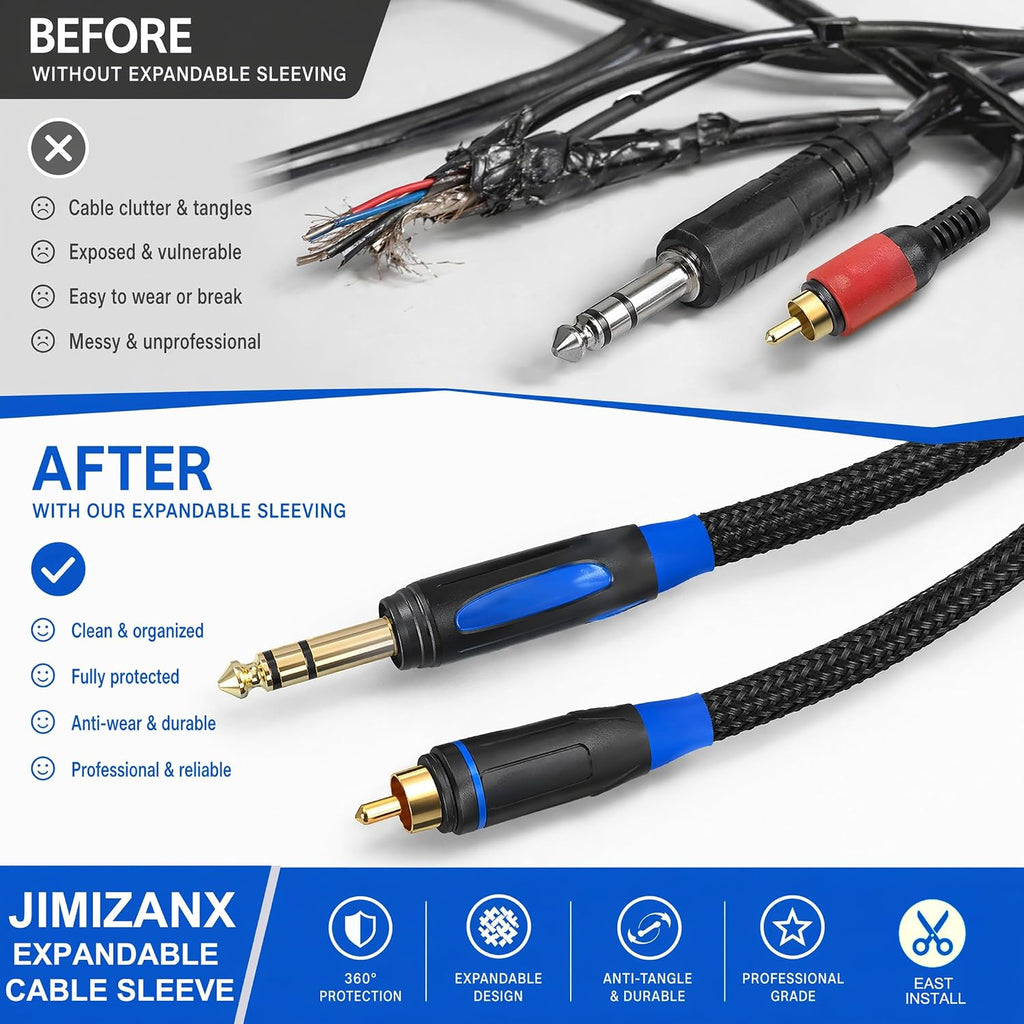 32ft 1.2" Expandable Cord Protector, PET Braided Cable Sleeve Wire Cover