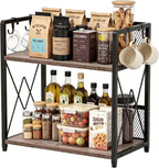 Coffee Bar Organizer, Kitchen Counter Organizer, Wood Coffee Bar Shelf
