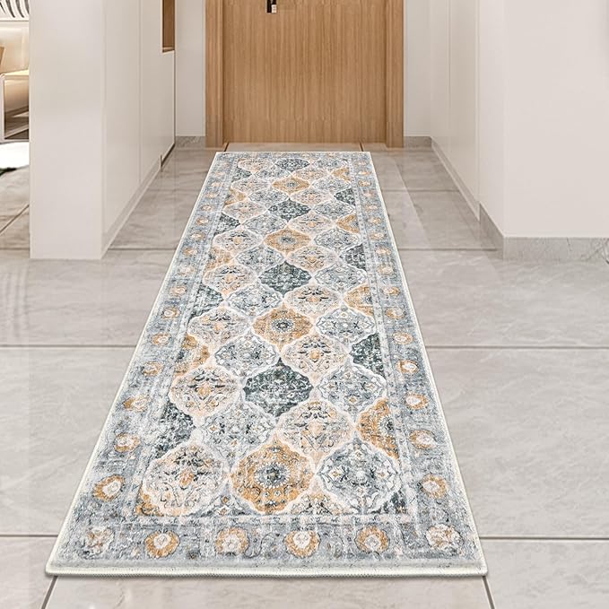 HEBE Hallway Runner Rug 2'x6' Washable Vintage Distressed Area Rugs Non Slip - Image 8