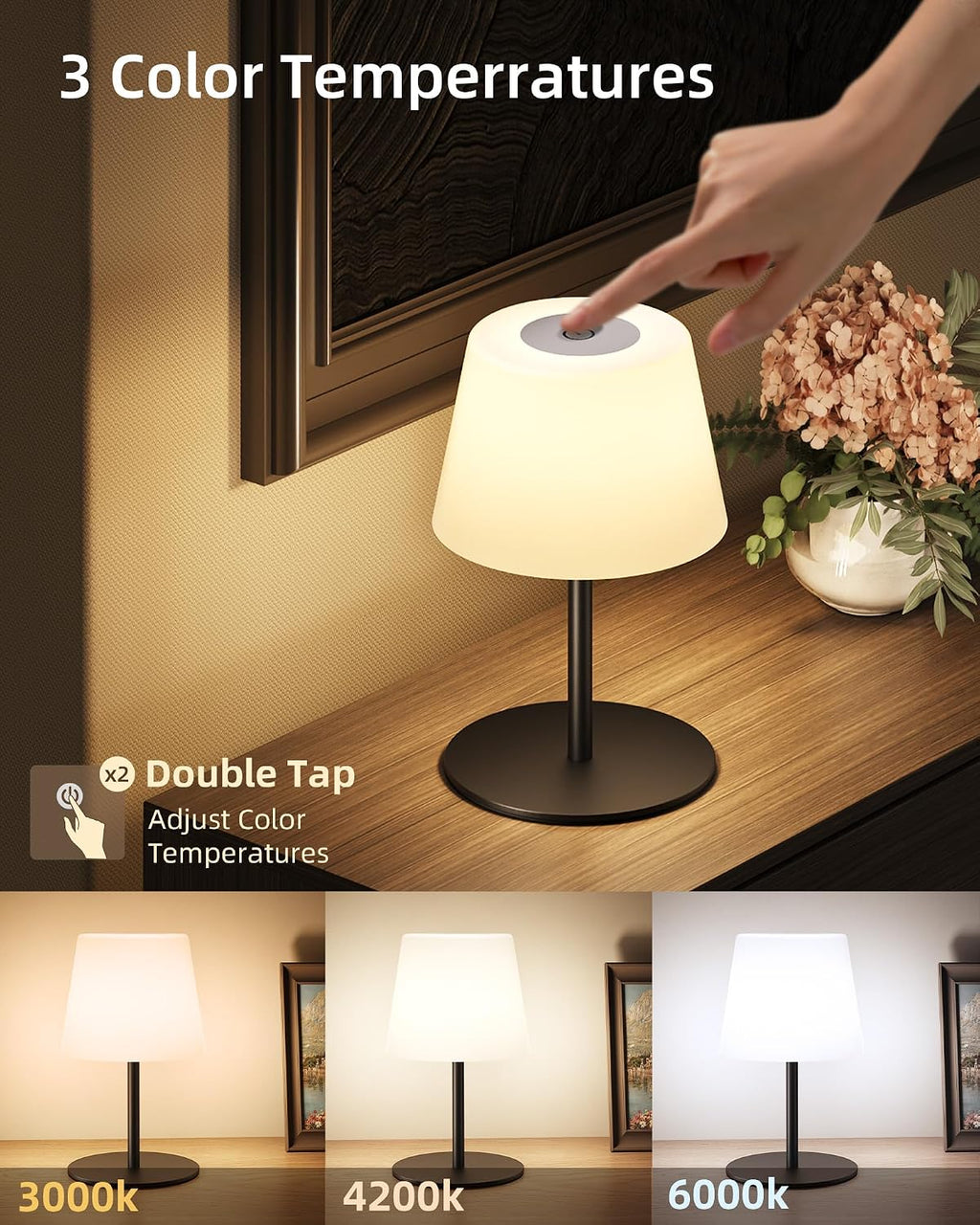 EZVALO Shower Lamp, IP65 Waterproof Rechargeable Shower Light