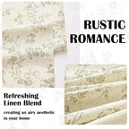 Lazzzy 90 inch Long Curtain for Bedroom Green Floral Linen Drapes for Living - Image 4