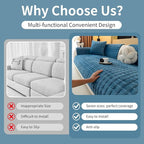 Velvet Couch Cover, Plush Sectional Sofa Cover Washable, Anti Slip Sofa - Image 3