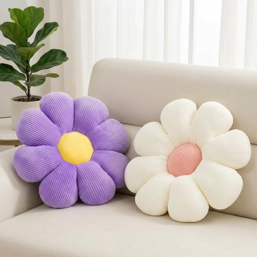 2 Pcs Purple White Flower Cute Decorative Throw Pillows for Bed Couch Chair