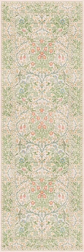 Hazo Haus Non Slip Beige Green Bathroom Runner Rug - Image 2