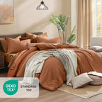 Monbix Queen Comforter Set 7 Pieces Autumn Leaf Bed in a Bag