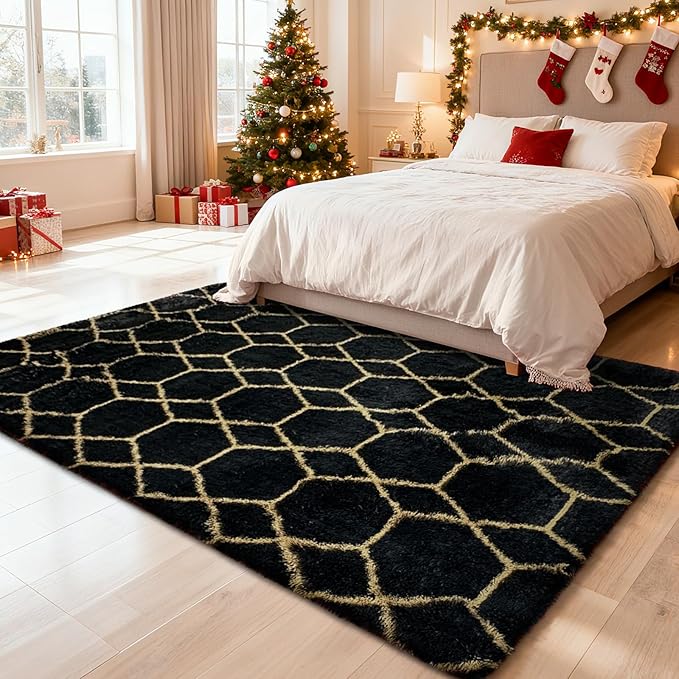 6x9 Fluffy Area Rugs for Living Room, Shag Area Rug for Bedroom, Geometric Soft - Image 6