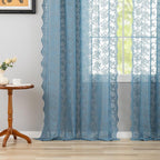 YJ YANJUN Vintage Lace Curtains 96 Inches Long-Victorian Floral Pattern Dusty - Image 5