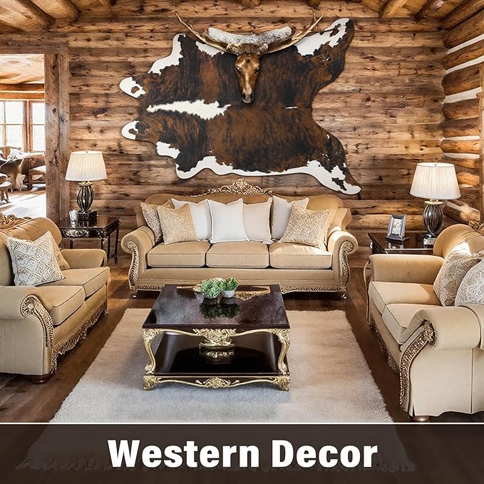 AROGAN Western Decor Faux Fur Cowhide Rug, 5.2x6.3 Feet Premium Animal Skin Cow - Image 6