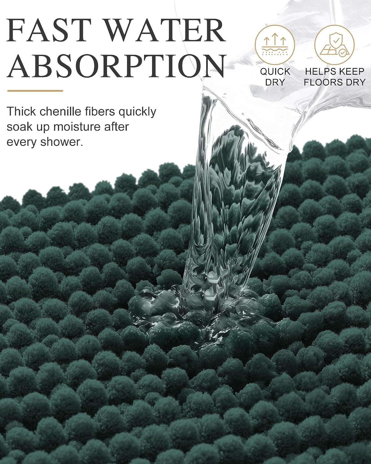 Smiry Thick Bathroom Rugs 24x16, Extra Soft Absorbent Chenille Bath Mat