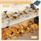 Realistic Fall Garland with Lights, 6 FT Real Touch Feel Leaves Garland with Berries Pine Cones, Fall Decorations for Home Thanksgiving Halloween Decorations Indoor Farmhouse Porch Fireplace