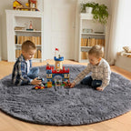 ONASAR Grey Round Rugs 7ft for Living Room, Fluffy Bedroom Circle Area Rug - Image 4