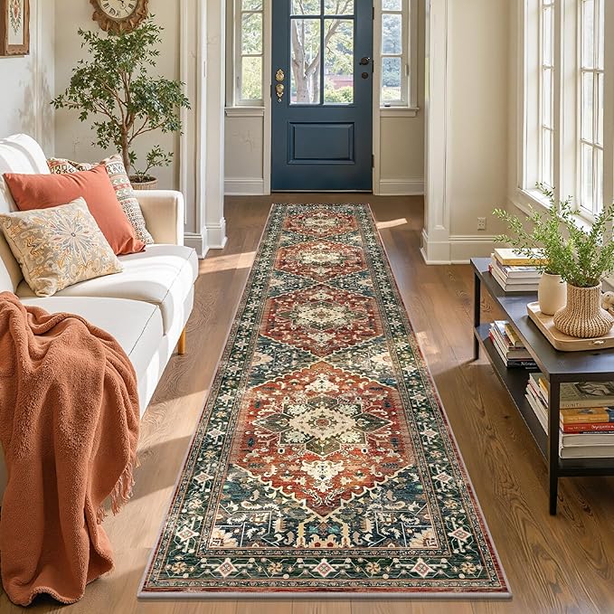 Yamaziot Washable Runner Rug, 2x10 Non-Slip Boho Vintage Hallway Rug Runner by Yamaziot