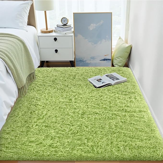 OLANLY 3x5 Machine Washable Small Bedside Rug, Soft Fluffy Shaggy Rugs - Image 6