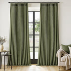 MIULEE Olive Green Pinch Pleated Thick Linen Curtains 108 Inches Long 2 Panels by MIULEE