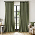 MIULEE Olive Green Pinch Pleated Thick Linen Curtains 102 Inches Long 2 Panels by MIULEE