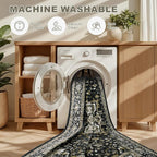 4x6 Area Rugs for Living Room: Washable Rug Soft Vintage Boho Medallion Carpet - Image 6