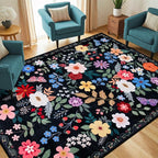 Area Rug Living Room Rugs: Floral 5x7 Washable Rug Vintage Soft Boho Non-Slip - Image 2