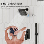 6" Wall Mount Shower System with Handheld Spray, Matte Black