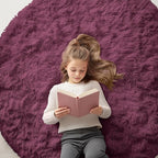 OLANLY Burgundy Round Rugs for Bedroom by OLANLY