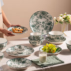 Ceramic Dinnerware Set, Series Kavara Ⅱ, (Green Rose)