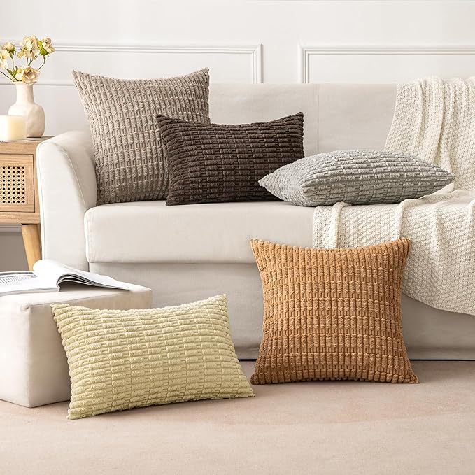 MIULEE Pack of 2 Corduroy Decorative Throw Pillow Covers 16x16 Inch Soft Boho - Image 2