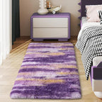 Soft Runner Rugs for Bedroom Hallways, 2x4 Abstract Purple Fluffy Shag Throw by Ailyei